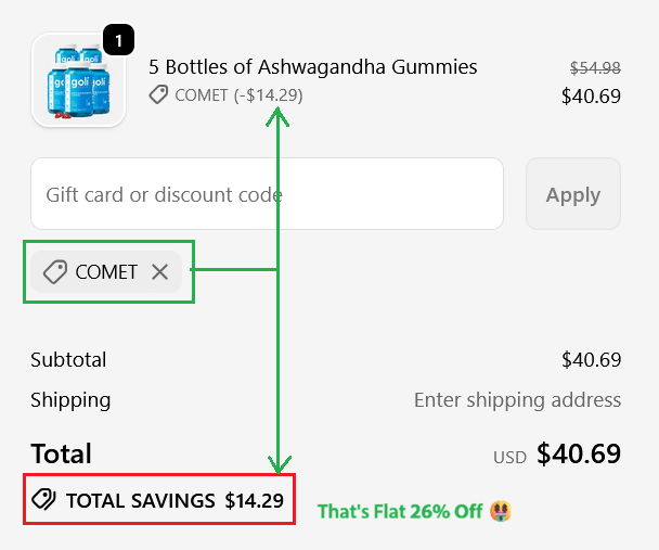 goli coupon code - comet